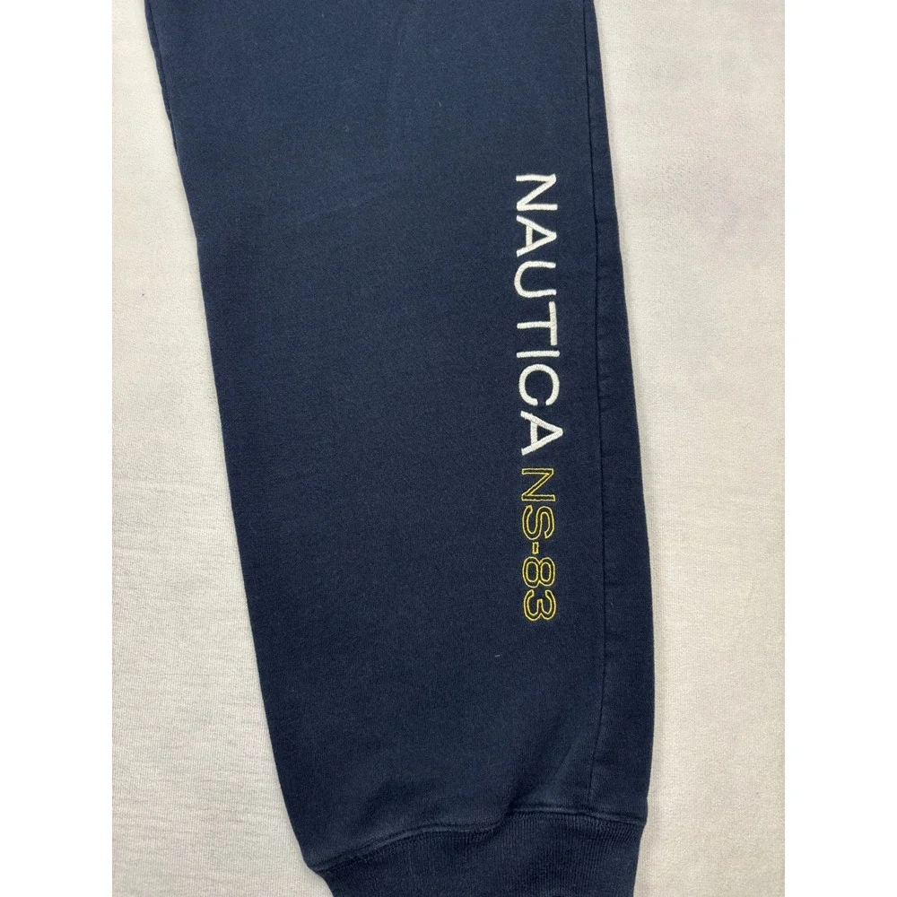 Vintage‎ Nautica Sweatpants Medium Navy Blue NS-83 Joggers Silver Stripe 90s